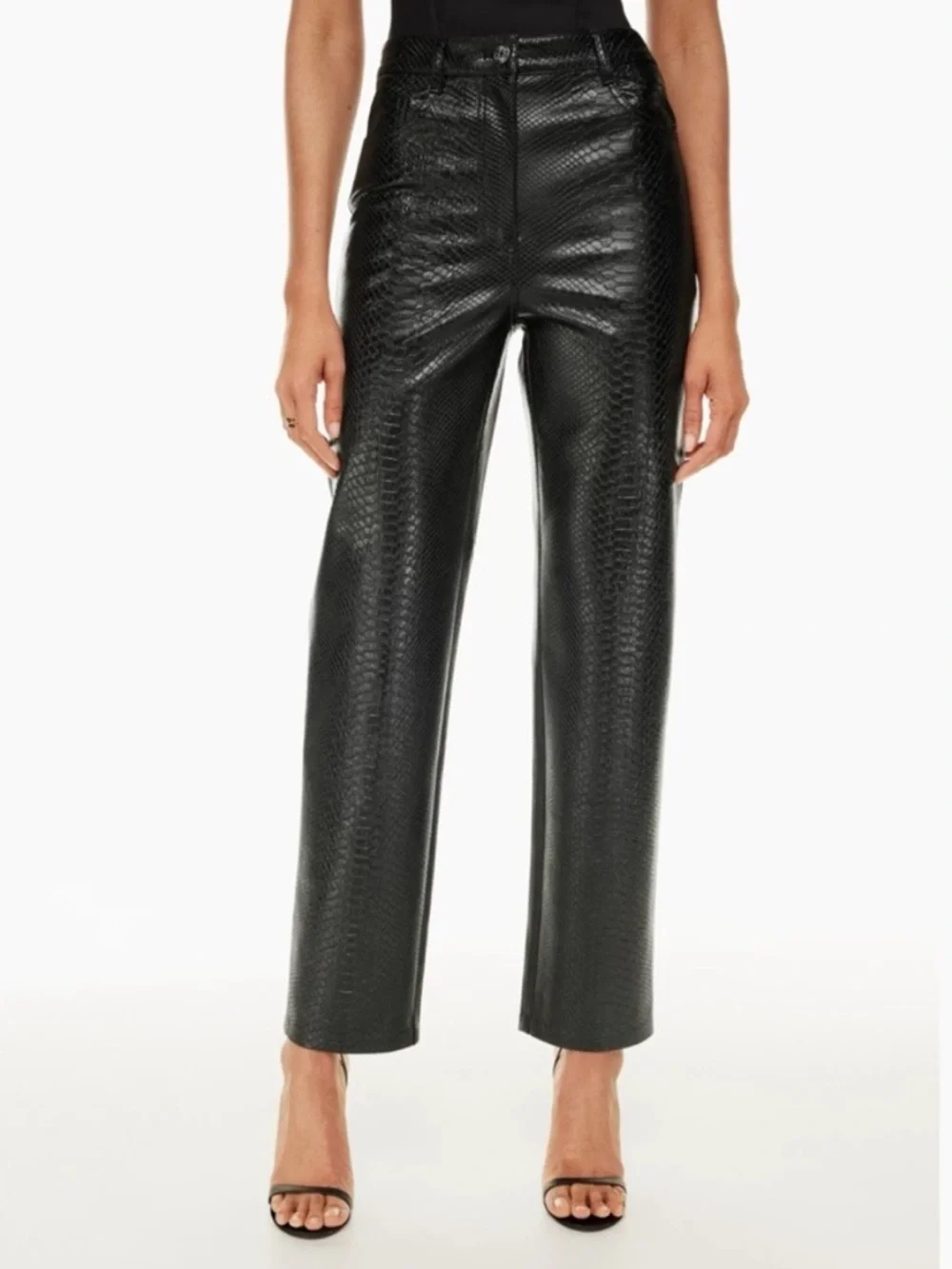 NWT Aritzia Wilfred The Melina Vegan Leather Pant in Black Python Sz 0 SHORT